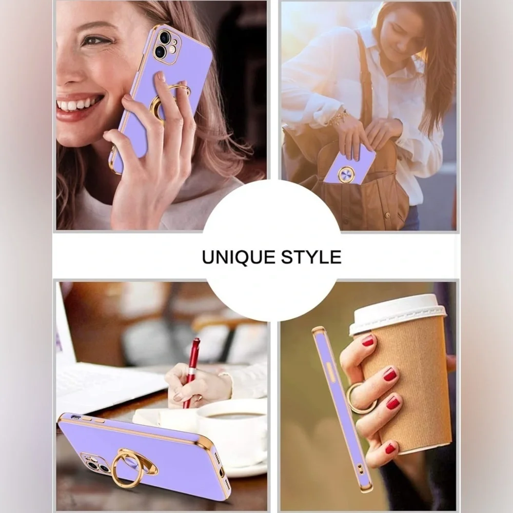 PHONE CASE: iPhone 11 Lavender/Gold 360° Holder, Shockproof, Kickstand, Magnetic